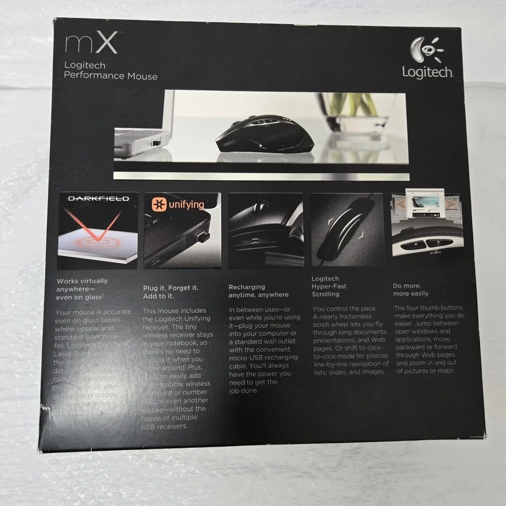 BNIB Logitech Performance Mouse mX 910-001105 Wireless Black DarkField